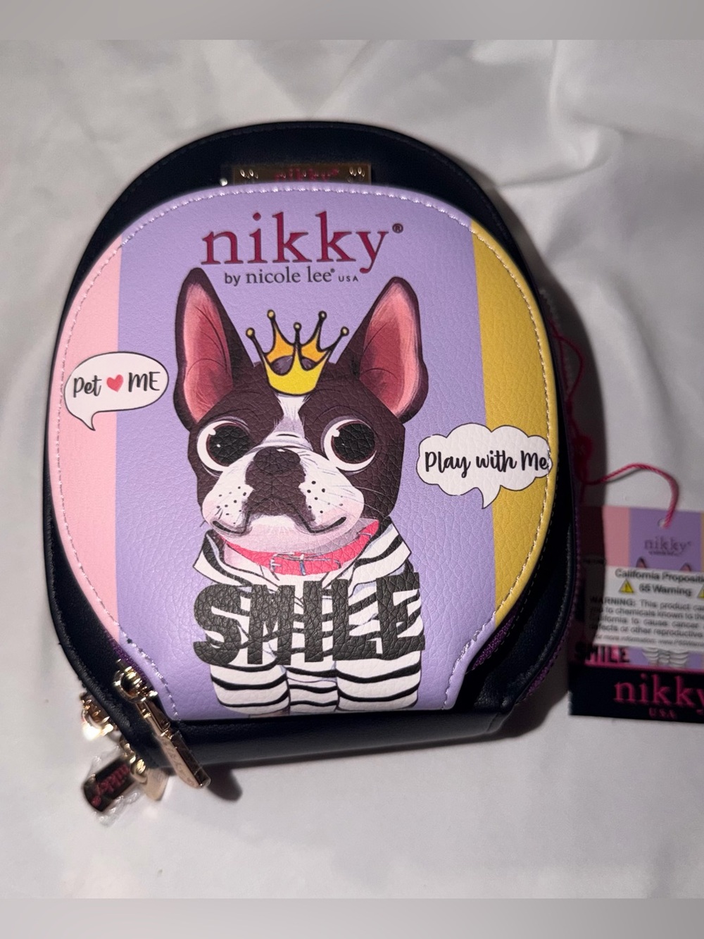 Nikki by Nicole Lee Purple & Pink Dog Mini Backpack